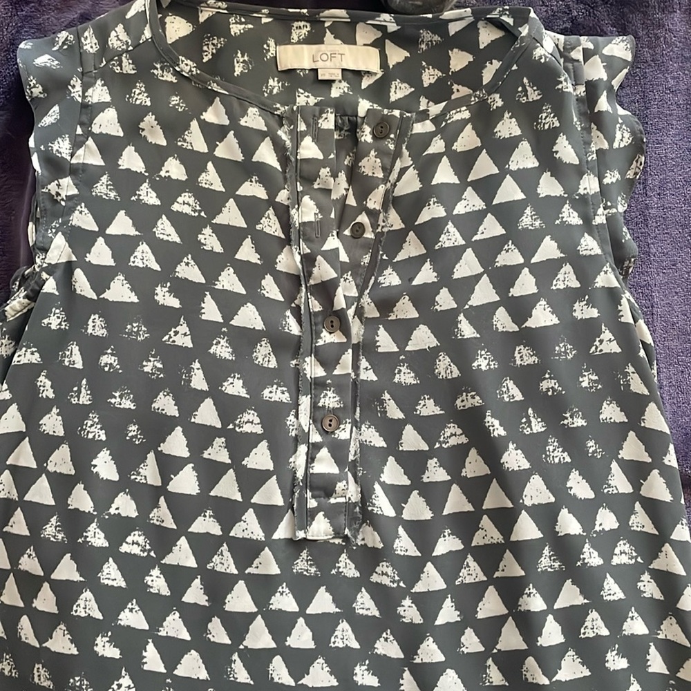 Ann Taylor Loft - Gray & White Polyester Ladies Tank - XS